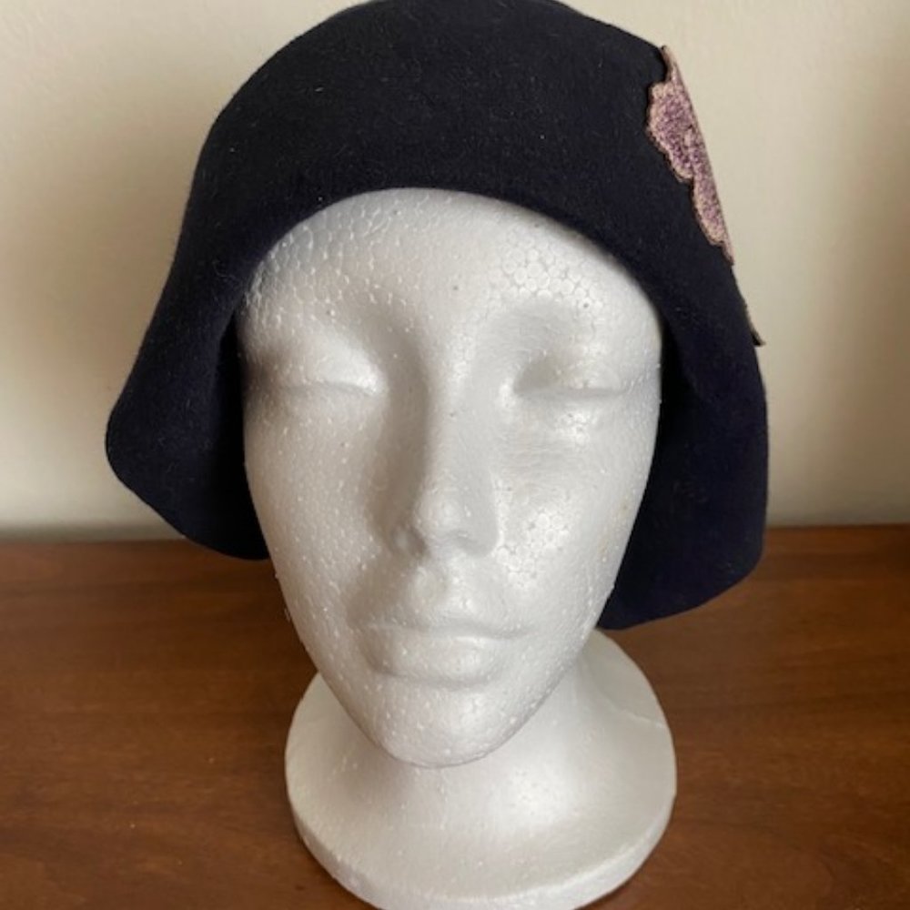 Navy Felt Cloche